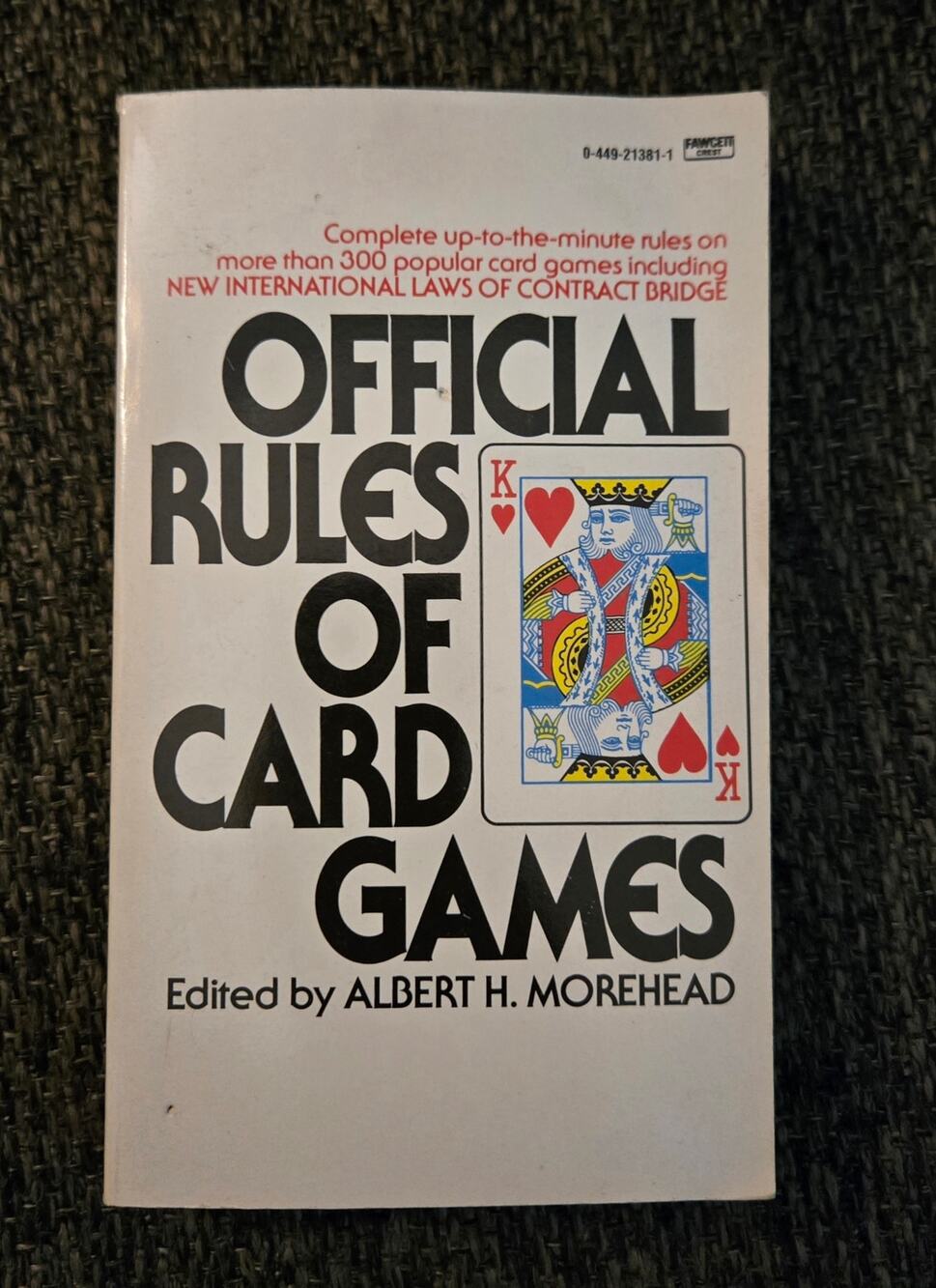 Vintage Official Rules of Card Games Paperback Albert H Morehead Fawcett Crest